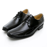 【GEORGE 喬治皮鞋】時尚職人系列 經典素面綁帶小方楦紳士鞋皮鞋-黑735019IN-10