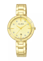 ALBA PHILIPPINES Gold Dial Stainless Steel Side Wrapped Bracelet Date Display Ah7aw0 Quartz Women's Watch