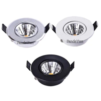 Round Dimmable Recessed COB LED Downlights 3W 5W LED Ceiling Spot Lights AC85~265V LED Ceiling Lamps Indoor Lighting
