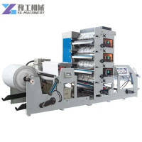 YG Fully Automatic Care Label Printing Machine Sticker Flexographic Printer Paper Cup Printer Machine 4 Color Auto Tension