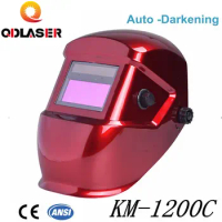QDLASER Auto Darken Laser Welding Helmet Mask Red Color KM-1200C
