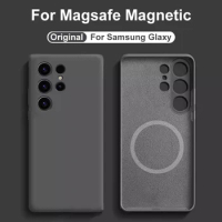Original Liquid Silicone Magnetic Case For Magsafe For Samsung Galaxy S24 S23 S22 S21 Ultra Plus Fe Wireless Charging Back Cover