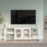 TV Stand for 70 Inch TV,2 Doors 4 Open Storage Cabinets,TV Console Table Media Cabinet