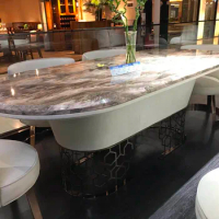 2020 famous design oval marble Dining Room Table for ten people
