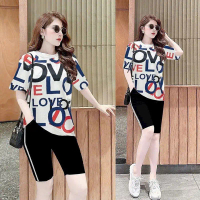 SÉT BỘ LỬNG IN CHỮ LOVE ÁO THUN LẠNH , QUẦN COTTON SỌC - L003
