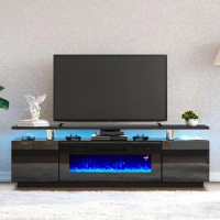 Fireplace TV Stand with 36" Fireplace, 2 Tier TV Console Cabinet for Up to 80", tv cabinet living room furniture, Modern Style