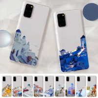 Oia Santorini Greece Church Hand Painted Phone Case For Samsung A 10 20 30 50s 70 51 52 71 4g 12 31 21 31 S 20 21 plus Ultra