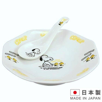 asdfkitty*日本製 SNOOPY史努比咀嚼 陶瓷八角盤附湯匙-炒飯盤/餐盤-可微波-可機洗-正版