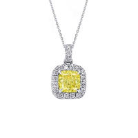 【CTJ】618限搶! 1克拉 Fancy Yellow 18K 枕形 天然 黃鑽 鑽石項鍊(天然珠寶 限時優惠)