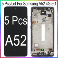 Wholesale 5 Pieces/Lot for Samsung A52 4G A525 A525M A525F Lcd screen display with touch with frame assembly A52 5G A526 A52S