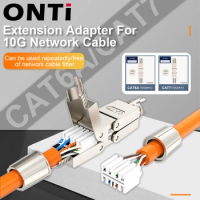 ONTi Cat6A Cat7 Cable Extender Junction Adapter Connection Box RJ45 Lan Cable Extension Connector Full Shielded Toolless