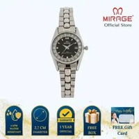 Mirage Jam Tangan Wanita Permata Analog RX 1580 L Silver Original Stainless Plat Hitam