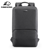 Kingsons Thin 15'' Laptop Backpacks Men Women Business Backpack Office Work Bag Unisex Gray Ultralight Schoolbag With USB