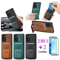 Casing For OPPO A57 4G Dengan Bracket Deformasi dan Slot Kartu Kredit Dompet Film Keramik Layar Prot