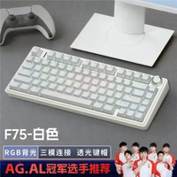 熱銷 F75客製化三模機械鍵盤gasket結構全鍵熱插拔藍