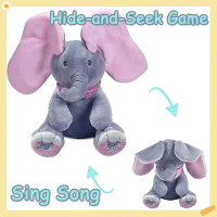 Mainan Gajah Plush untuk Bayi, Mainan Pendidikan Awal, Anak Patung Gajah dengan Telinga yang Bergera
