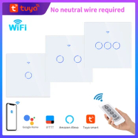 Tuya Smart Light Switch Interruptor Wifi Stair Switches RF433 remote control Glass Panel Work with Alexa Google Smart Home