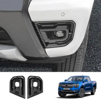 For Ford Ranger 2023 Front Fog Lamp Protective Cover ABS Carbon Fiber Decoration Sticker Car Exterior Accessories