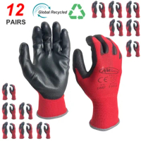 NMSafety 12Pairs Professional Working Protective Gloves For Men Construction Women Garden Nylon Running Glove Obtained CE EN388