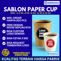 Sablon Paper Hot Cup 6.5 oz, 8 oz & 12 oz sablon 1 warna