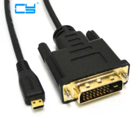 Best Quality Fine Copper Wire 5FT 1.8M Gold-plated Micro HDTV-compatible-to DVI 24+1 Male Cable Adapter 1m/3ft 1.8m/6ft