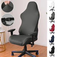 Solid Gaming Chair Cover Elastic Swivel Desk Chairs Cover Stretch Computer Office Chair Cover Armchair Protector Seat Covers