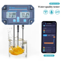 6 in 1 Wifi Water Quality Tester PH/EC/SALT/TDS/G.S/ Temp Meter Water Analyzer APP Online Remote Monitoring for Aquarium
