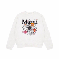 Round neck sweatshirt Mardi Mercredi เสื้อกันหนาว คอกลม พิมพ์ลายดอกเดซี่ Dachshund Dog สีทอง สีเงิน 