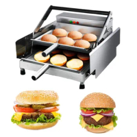2400W Electric Bun Hamburger Toaster Bread Grill Oven Hamburger Cooker Double Layer Bake Burger Machine