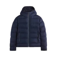 Jaket Winter Fay Double Front Down Jacket in Carded Wool Flannel Blue M Blue
