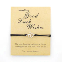 Lucky Shamrock Wish Bracelet Good Luck Four-leaf Clover Fortune Charms Bracelets for Women Men Friendship Gift Lucky Jewelry