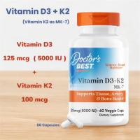 【ข้อเสนอพิเศษ】✅พร้อมส่ง วิตามิน D3+K2 MK-7 Doctor's Best Vitamin D3 + K2, MK-7, 5000 IU, 60 Veggie C