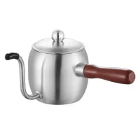 Pour Over Gooseneck Spout Kettle Coffee Maker&amp;Tea Pot, 500ml Portable Black 304 Stainless Steel Kettle with Anti-Scalding Handle
