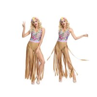 Female 70S Hippie Dancewear Ballroom Dress Spaghetti Straps Tassels Sequin Fringe Flapper Retro Dress Female Party Suit