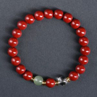 硃砂文玩手鍊佛珠手串男女款多圈手鍊男士本命年紅色DIY手飾品