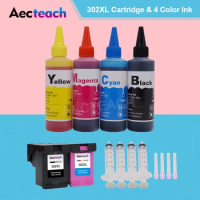 Aecteach Remanufacture Ink Cartridge for HP 302XL for HP Deskjet 1110 1111 1112 2130 Printers + 400ml Printer Ink