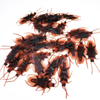 50/100pcs/Lot Halloween Party Trick Joke Toys Lifelike Props Simulation Fake Rubber Roach Cockroach Centipede Insect Fun Decor