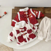 Newborn Cotton Clothing Safe And Sound All Round Infant Thick Quilted Zipper Coat Celebration New Year Clothes Cot
