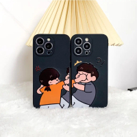 Casing iP Pasangan Serasi Tepi Lurus Softcase Hitam Couple Untuk iPh 7 8 Plus X Xs Max XR 11 Pro Max