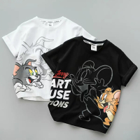Kids Tom & Jerry 67 T-shirt Cotton Boys Girls Short Sleeve Tops Animal Printed Casual T shirt Baju K