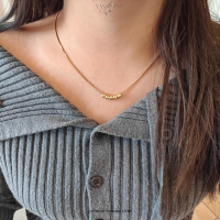 Kalung Emas Minimalis Wanita Rantai Tipis Model Italy Premium | Kalung Manik Bola Emas Simple Elegan
