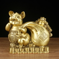 銅豬擺件純銅金豬家居客廳辦公桌裝飾品工藝禮品擺件黃金袋福豬
