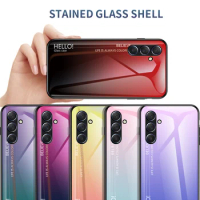 For Samsung M54 5G Gradient Tempered Glass Back Cover Hard Phone Case Soft Bumper for Samsung Galaxy M54 5G Case