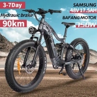 Electric Mountain Bike 26*4.0 inch Fat Tires 48V 17Ah Samsung Battery 750W Bafang Motor Bicycle 45Km/h Max Speed Ebike