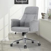 Home Office Chair Desk Chair, Ergonomic Computer Chair Modern Linen Fabric Adjustable Height Task Chair with Rocking Backrest,