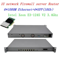 1U Carrier Firewall server Engine router 4* SFP 10Gbps with 6 *i211 Gigabit lan Inte Quad Core Xeon E3-1230 V2 3.3G