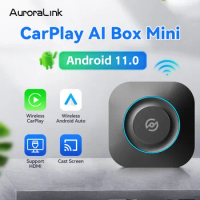 AuroraLink CarPlay Ai Box Mini TV Box 2024 New Wireless CarPlay Dongle Android Auto Adapter Android 11 System
