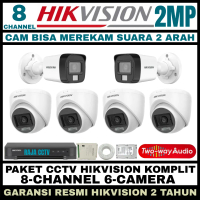 paket cctv hikvision 2mp 8 channel 6 camera two way audio 2 arah turbo hd 1080p kamera cctv