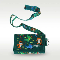 Australia Smiggle Original Children's Wallet Boy Green Tiger Messenger Bag Change card Storage Bag 5 Inches