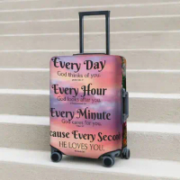 Bible Verse Suitcase Cover Letter Doodle Cruise Trip Protector Holiday Strectch Luggage Case